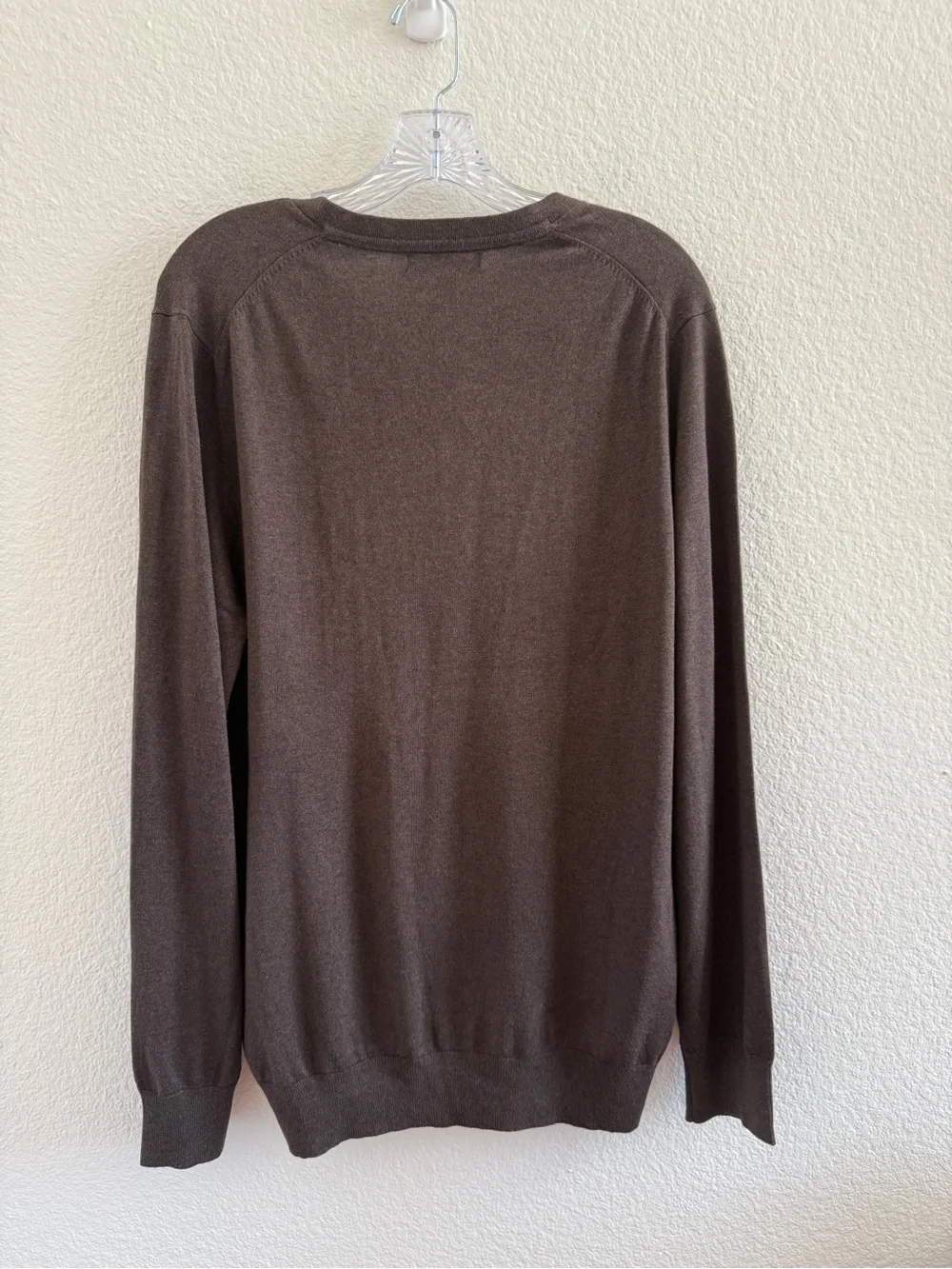 Banana Republic Men’s Brown Silk, Cotton & Cashmere Luxury Blend V-Neck Sweater